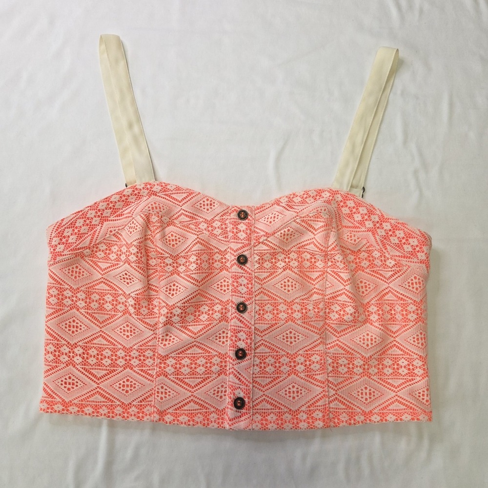 Rewind Women's Medium Cropped Cami Top Festival Summer Bright Boho Vibrant Artsy